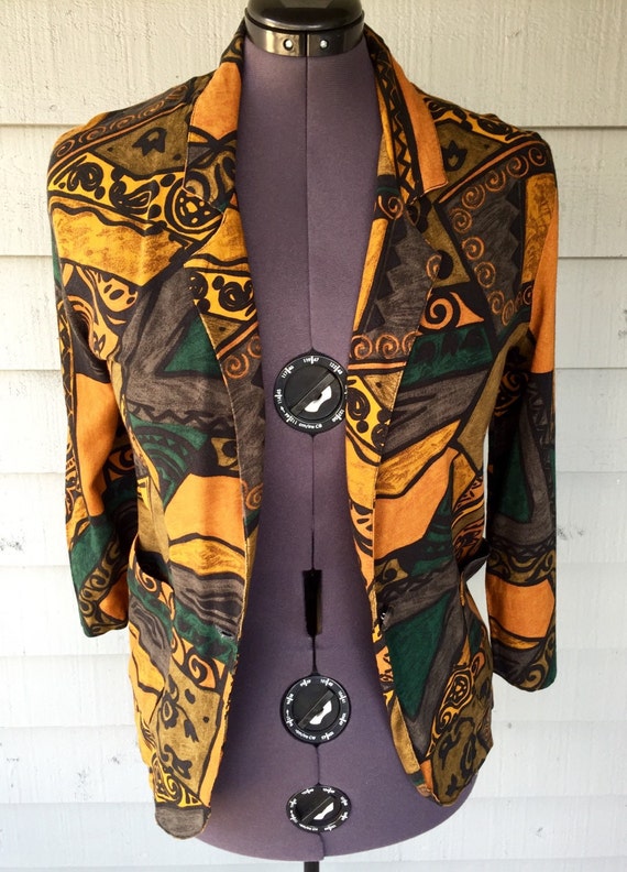 VTG 80s Tribal Print Blazer - image 3