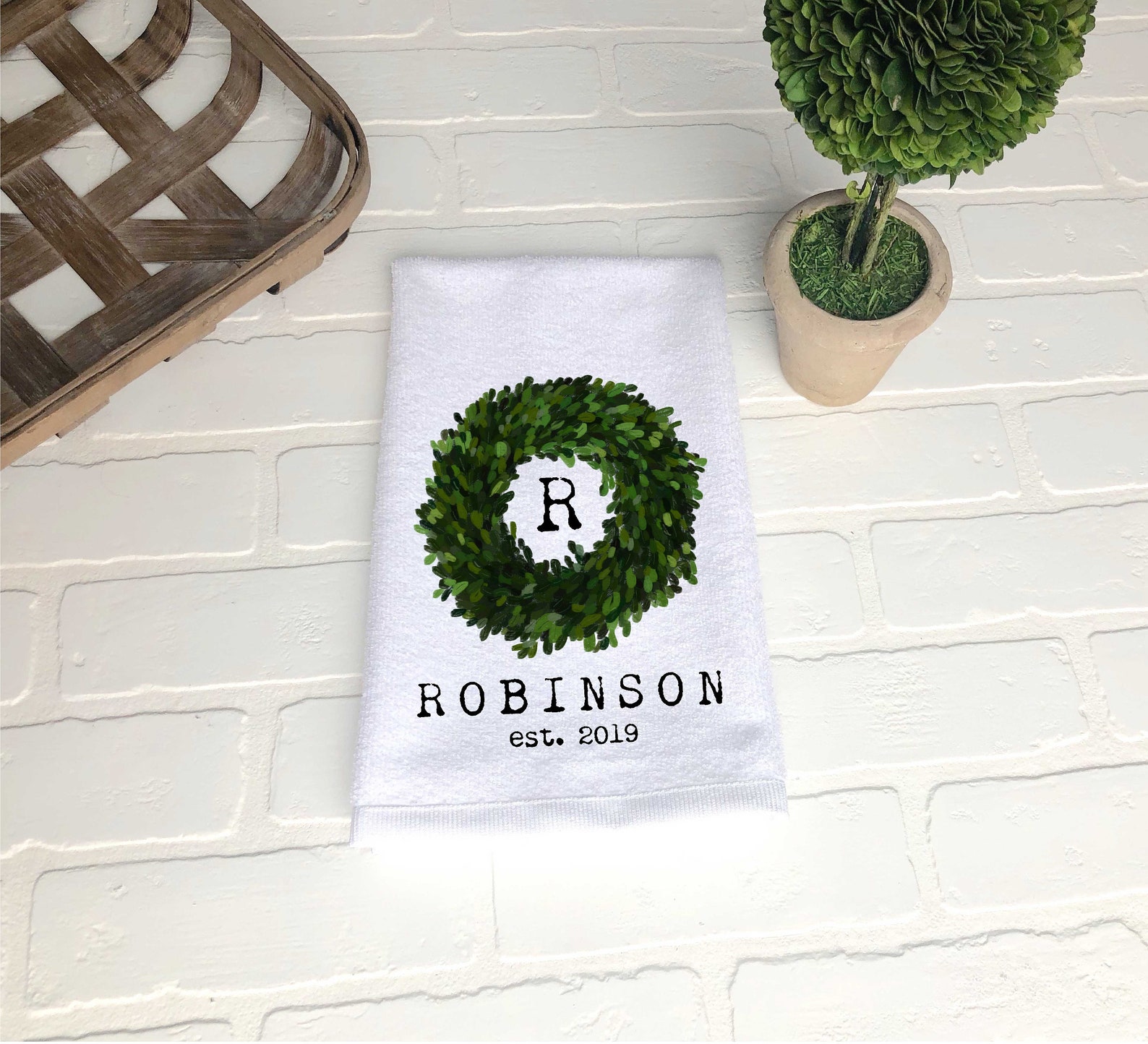 Custom Kitchen Towel / Personalized Name Towel / Established Etsy