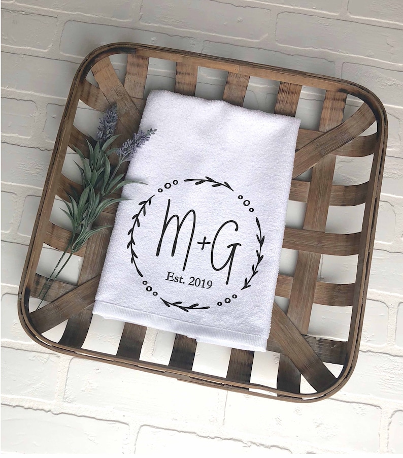 Monogram Hand Towel Custom Wedding Gift for Couple Etsy