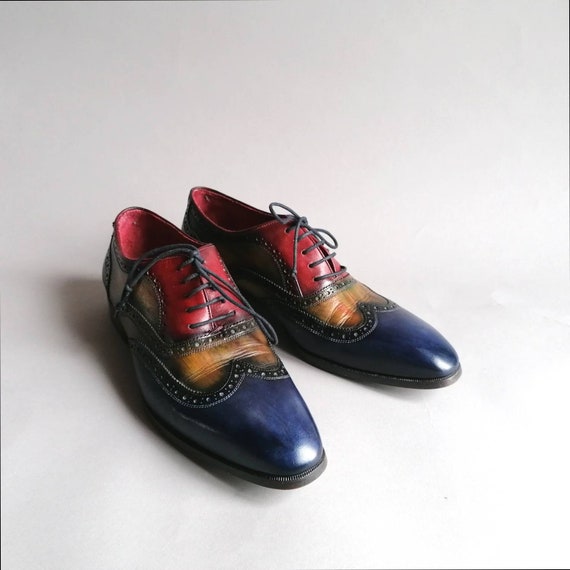 Santoni Painted Leather Brogues Oxford 