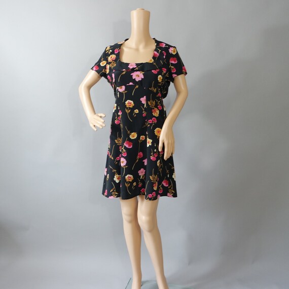 Black Floral Mini Dress Darling Collar Summer Dress Size | Etsy