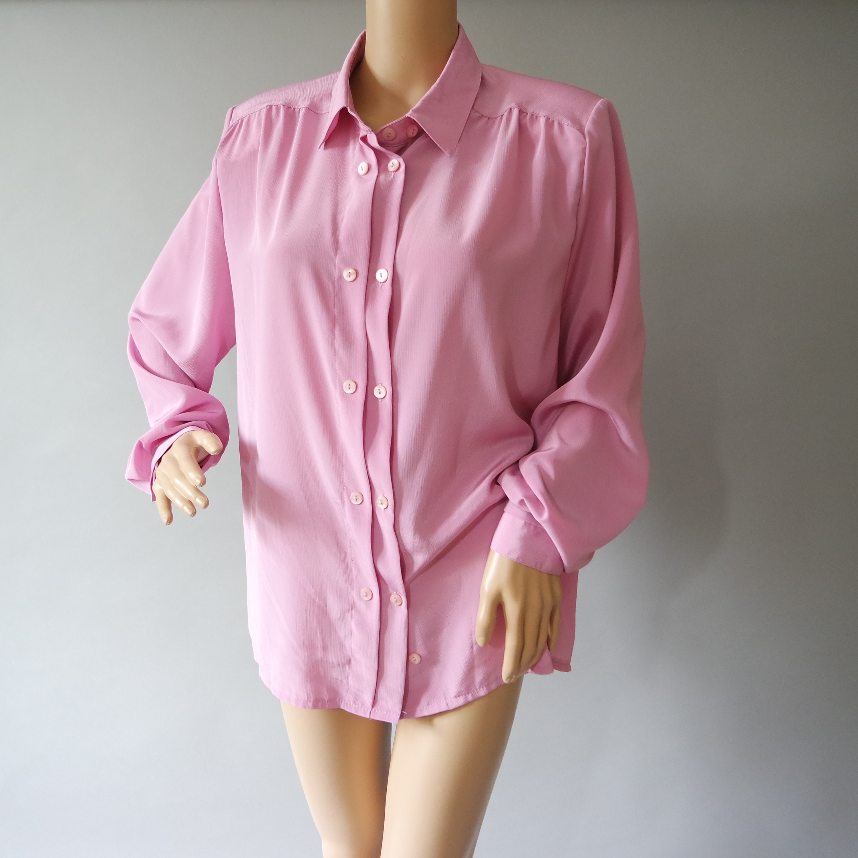 Light Pink Shirt / Button up / Blush Pink Shirt / Vintage 80s Etsy