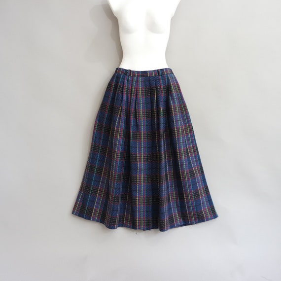 Wool Check Pleated Skirt