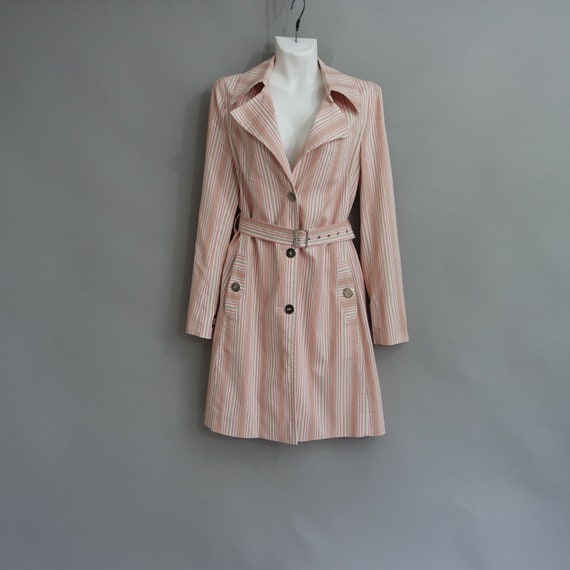 Pink Striped Trench Coat