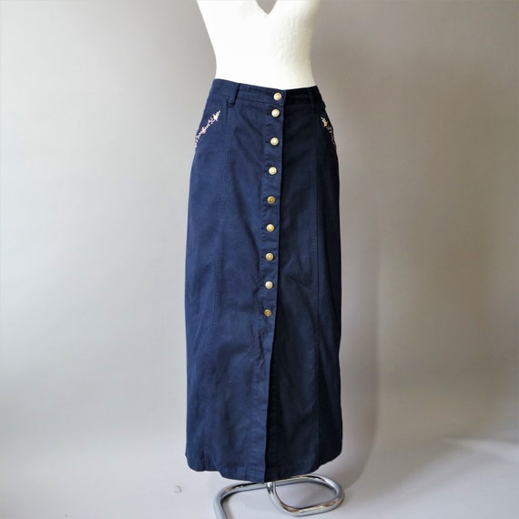 navy blue jean skirt