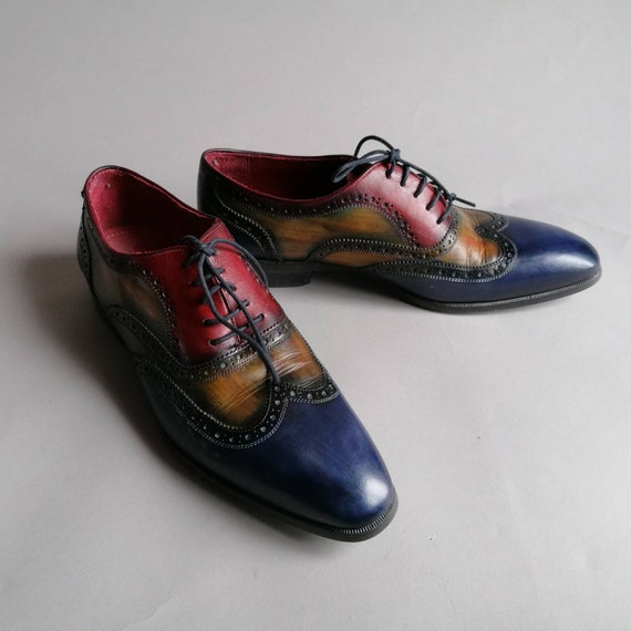 Santoni Painted Leather Brogues Oxford 