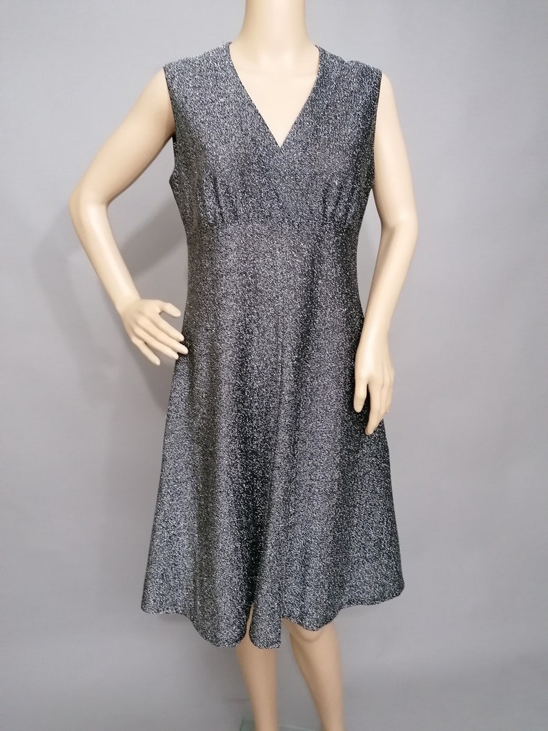 Graphite Grey Metallic Silver Dress Sleeveless A line Dress | Etsy