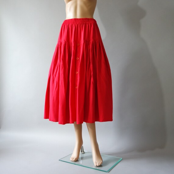 red button down skirt
