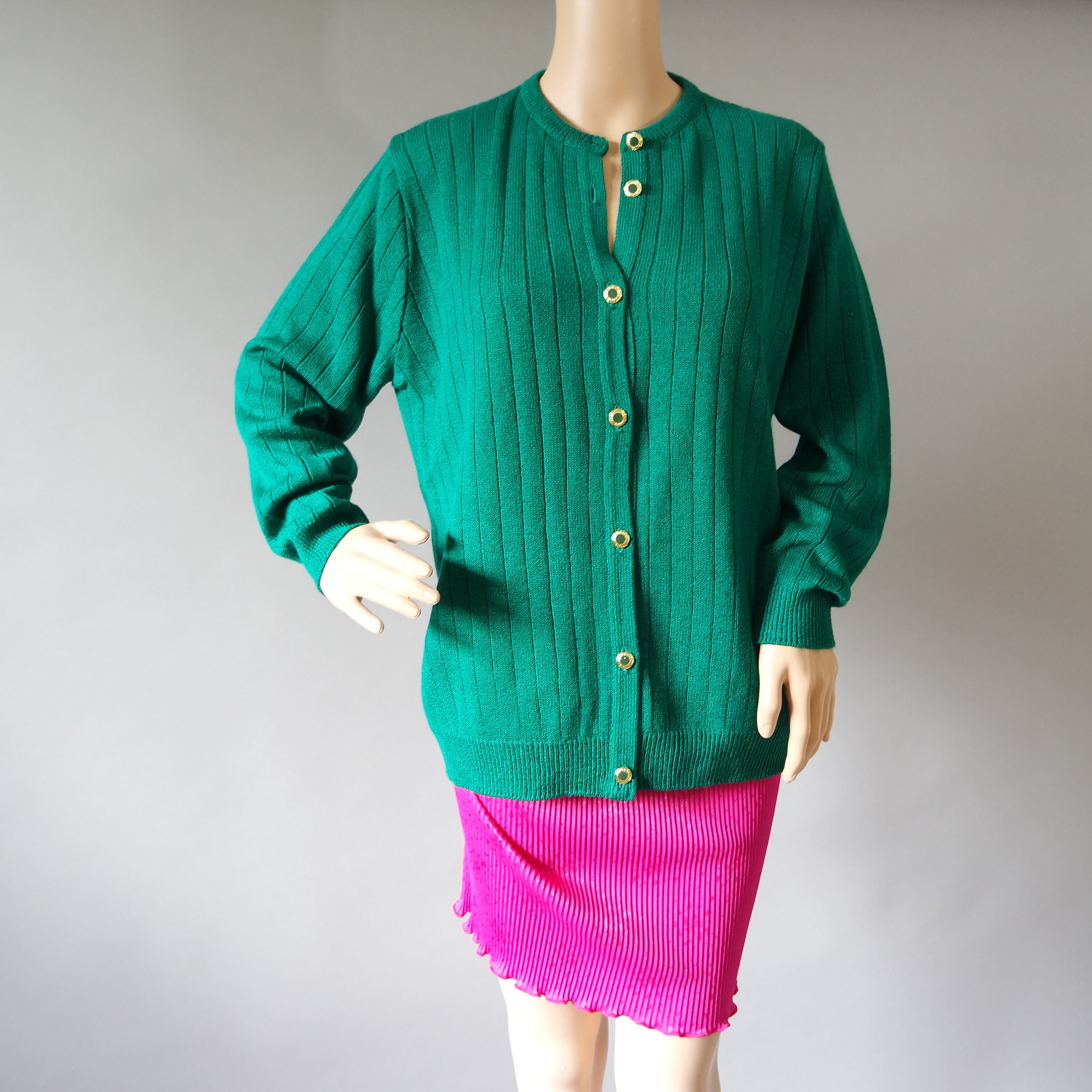 Vintage Emerald Green Cardigan Long Sleeve Button Down Etsy