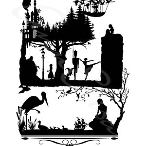 Hans Christian Andersen Fairy Tales Silhouette Collage digital download