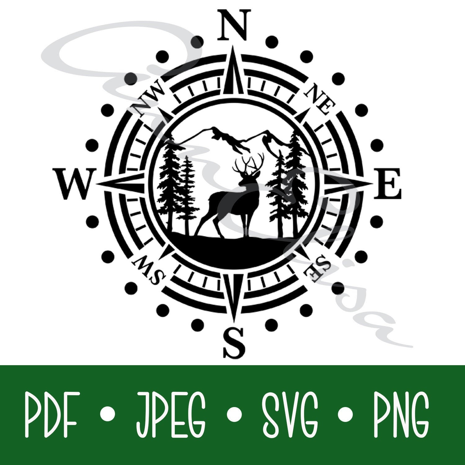 Compus With Deer Compass and Deer Decal Download - Etsy