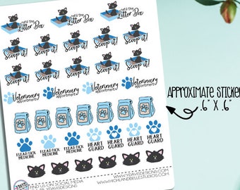 Cat Care Planner Stickers! *2 Colors Available*