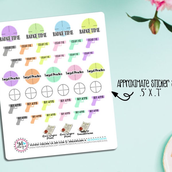 Gun Care Planner Stickers! Will fit ECLP, Inkwell Press, Kikki K, Happy Planner, Bujo, Recollections, etc.