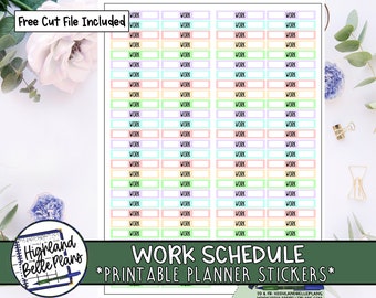 Work Schedule // PRINTABLE Planner Stickers //  Digital Stickers // Pint at Home // Planner Stickers