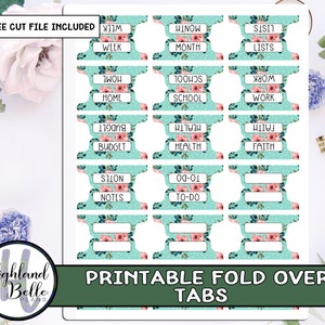Floral Indented Fold-over Printable Tabs