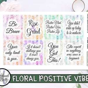 Vertical Floral Positive Vibes Full Box Planner Stickers!
