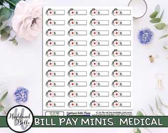Mini Medical Bill Pay Planner Stickers! Perfect for all size planners!