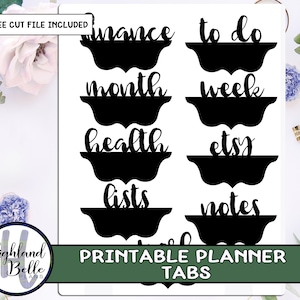 Functional, Printable Planner Tabs- Black Script