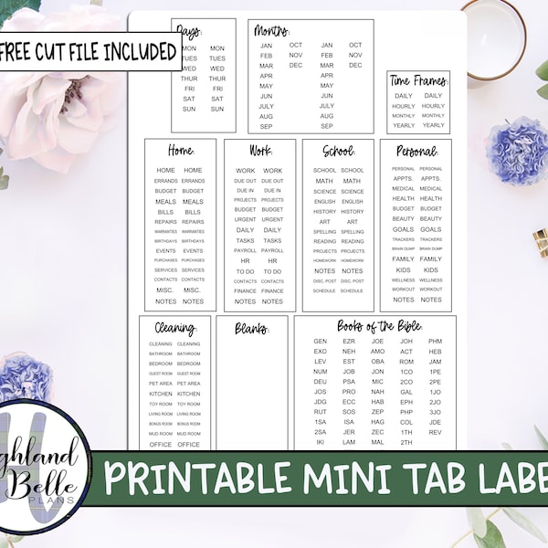 PRINTABLE Mini Planner Tab Labels!