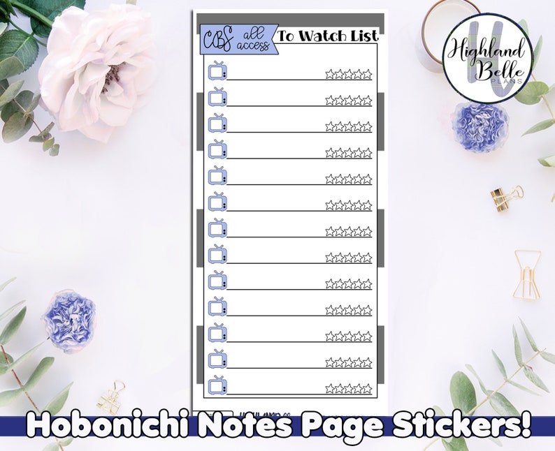 To Watch Trackers Hobonichi WeeksCousin Notes Page Sticker