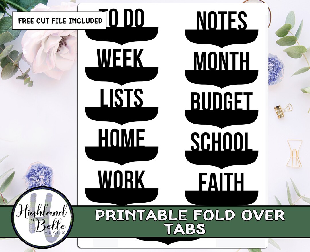 Functional, Printable Planner Tabs- Black - Etsy