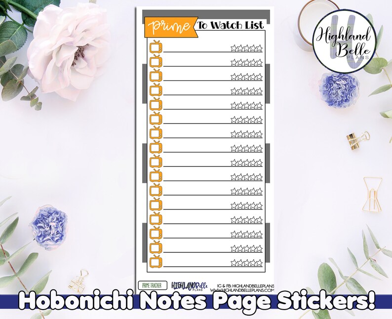 To Watch Trackers Hobonichi WeeksCousin Notes Page Sticker