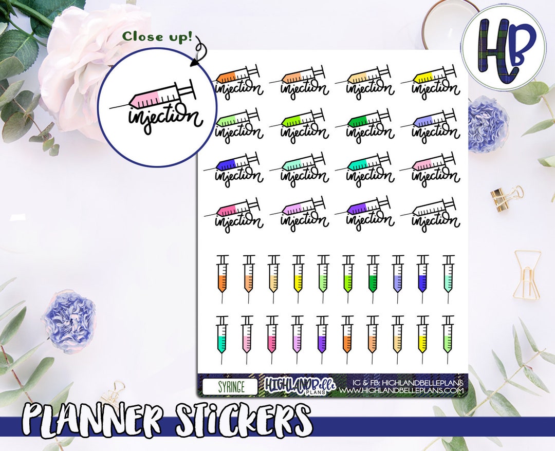 Doodle Syringe / Injection Stickers - Etsy