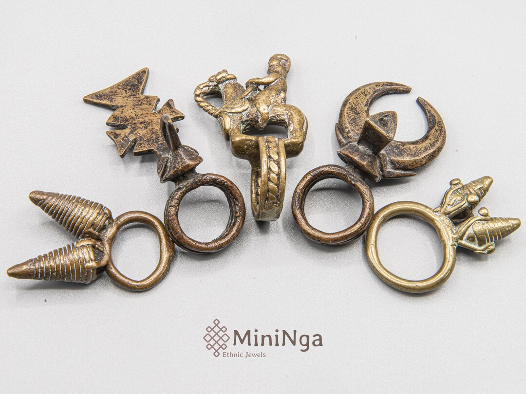 Set of 5 Antique Africa Rings Brass and Bronze Tribal Jewelry Lobi ...