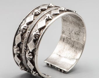 Bracelet Manchette Ancien En Argent Maghrébin - Période 1950/60 - Algérie/Tunisie
