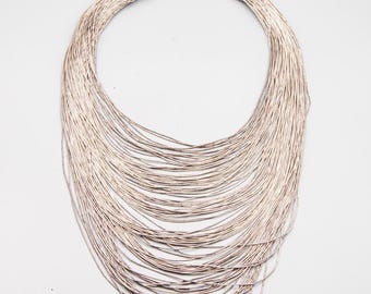 Spectacular Multi-Strand Sterling Silver Bead Necklace – Native American – 100 Strands – Vintage Statement Necklace