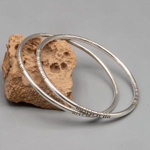 Pair of Vintage Minimalist Silver Bracelet from Tuareg People - True ethnic tribal jewelry - for him or for her - Desert adornments