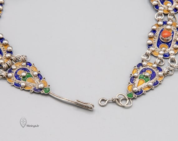 Ancien Collier Et Bague En Argent Massif Avec Vrai Corail Rouge - Bijou Ben Yenni - Occasion