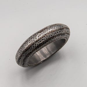 Vintage Tuareg wood unisex bracelet adorned with silver and brass inlay - true ethnic jewelry