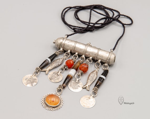 Antique Bedouin silver Zar protective amulet from