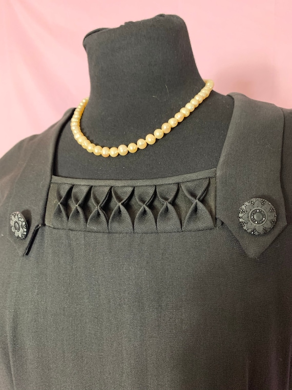 Vintage Volup 46” bust 40’s Black Cocktail Dress,… - image 2