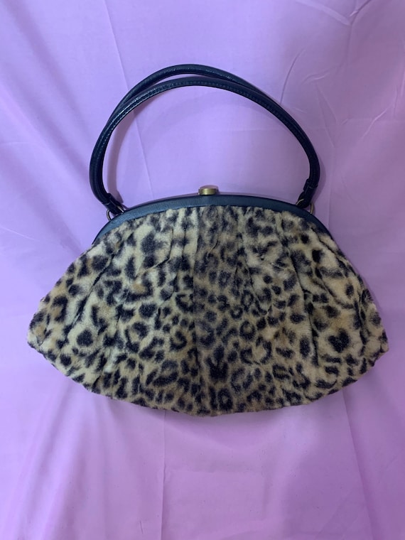 Vintage 50s Leopard fake fur Purse