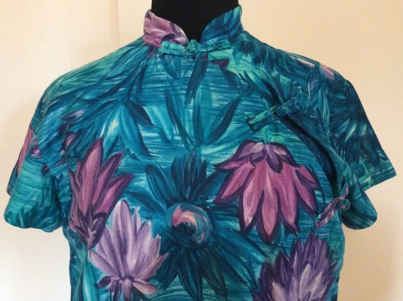 Vintage Hawaiian Cheongsam Dress - M