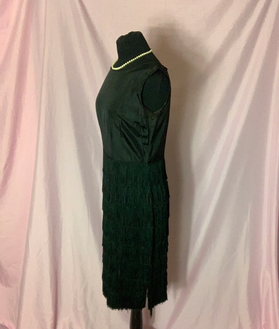 Vintage 50s Black Fringe Sheth Dress - Medium, Sh… - image 2