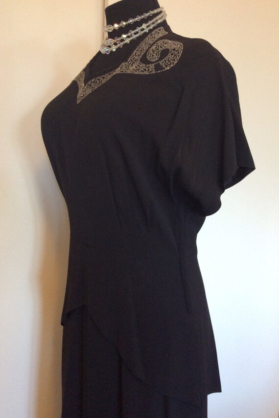 Vintage 1940's Noir Dress - Large - image 4