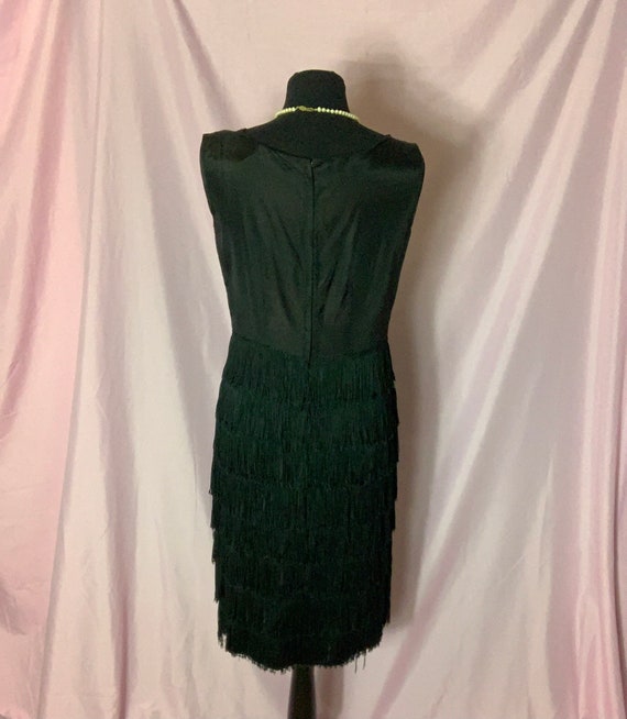 Vintage 50s Black Fringe Sheth Dress - Medium, Sh… - image 3