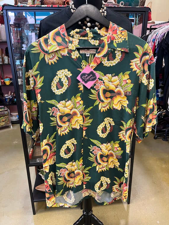 Vintage Hawaiian green rayon shirt