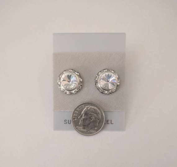 Boucles d’oreilles percées en cristal de roche et métal | Saint Laurent
