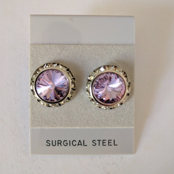 In Gate Impressions Crystal Pierced Earrings - Horse Show Number Magnets With Rivoli Crystals