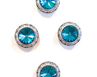 Blue Zircon Magnetic number pins horse show number magnets Rivoli Crystals