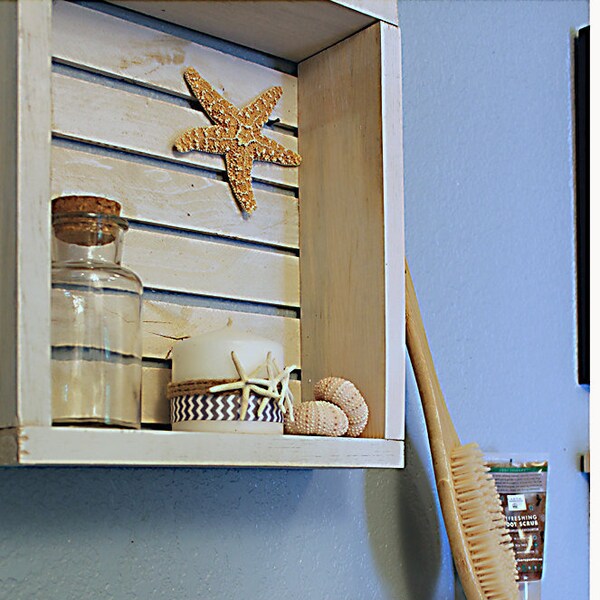 Beach shelves, Bathroom Storage, beach crate Shelf, Beach Decor, Nautical Shelf, Lake House Decor, rustic