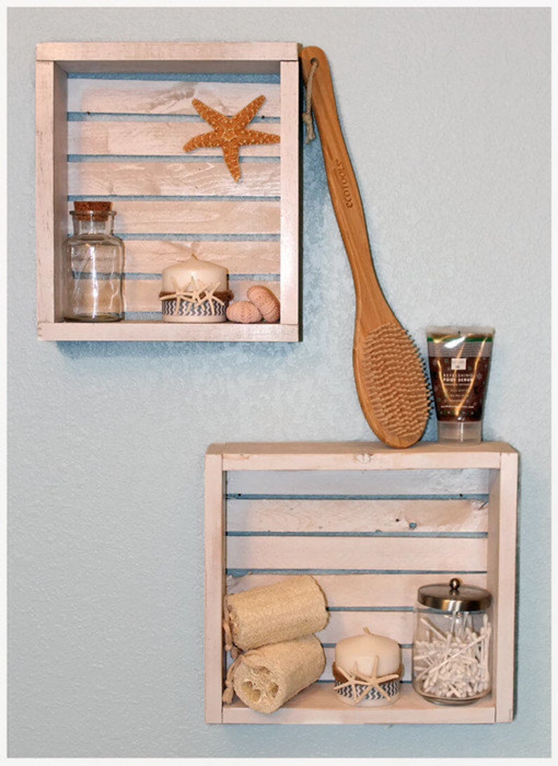 Shiplap bathroom Shelves Nautical Bathroom Decor Nautical Etsy