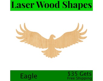 Unfished Wood Shapes For DIY Projects Laser Cut Wooden Eagle Many Size Options Availalbe Flying Eagle Wood Cutout Shape