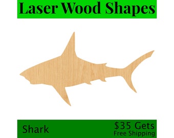 Shark Laser Cut Wood Shape Craft Supply