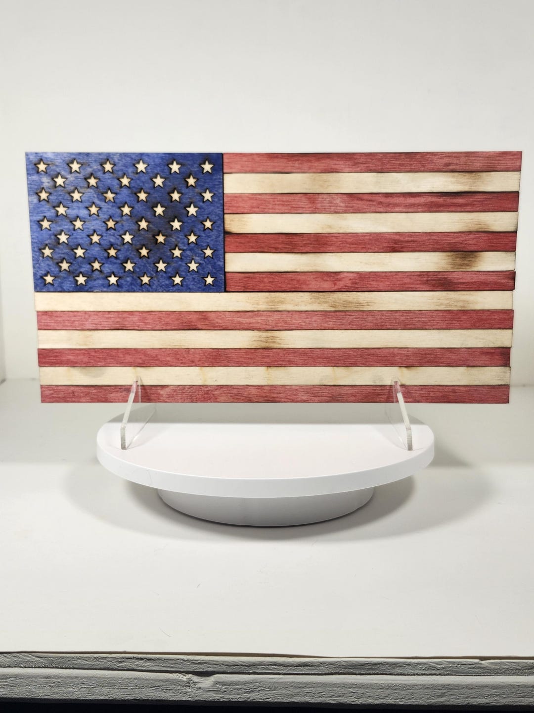 Rustic Wooden American Flag - Handcrafted Patriotic Wall Art - USA Flag ...