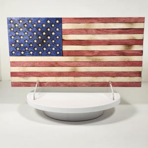 Rustic Wooden American Flag - Handcrafted Patriotic Wall Art - USA Flag Decor - Military & Veteran Gift - Wood Flag with Stand - 6x12
